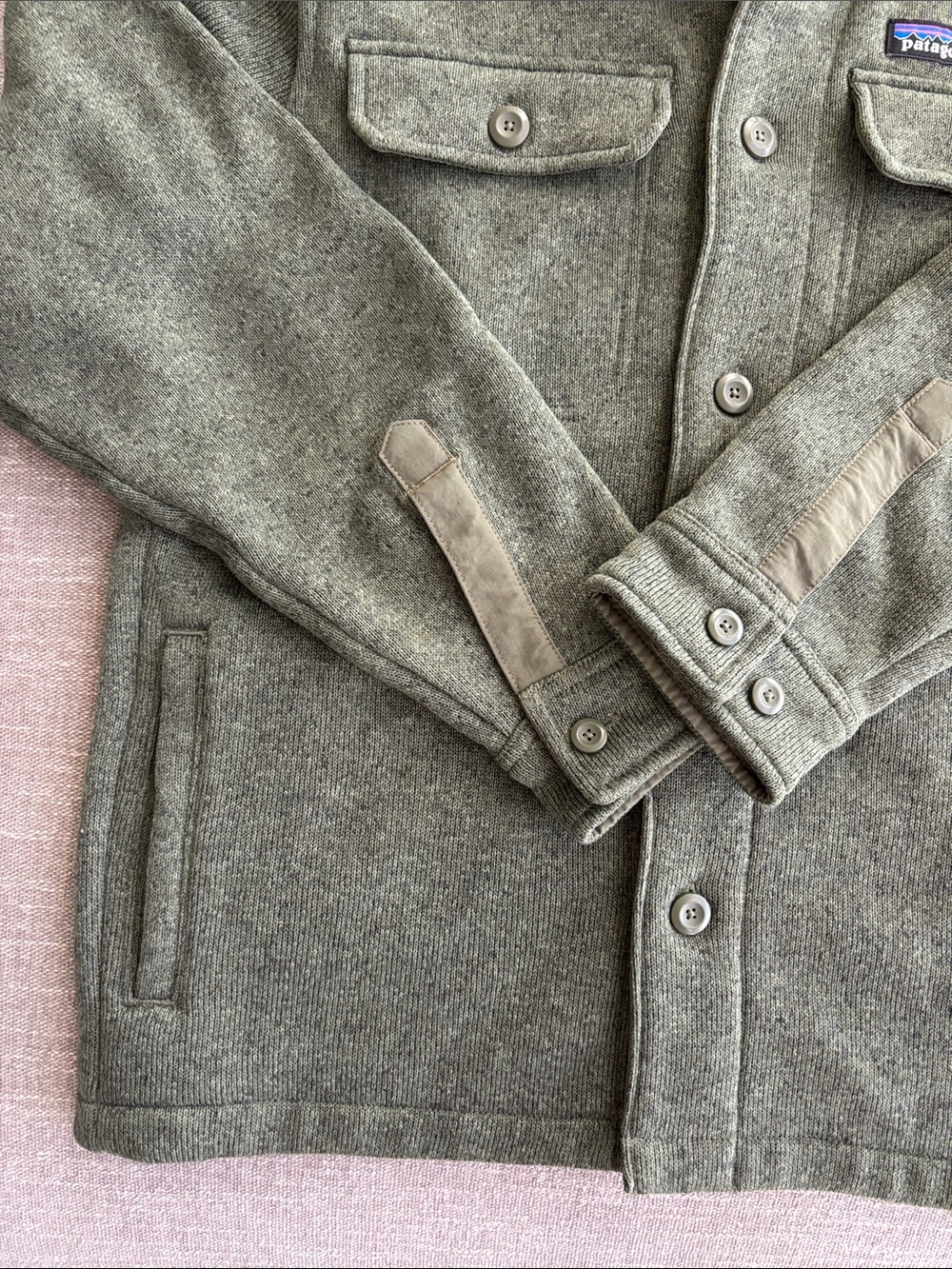 Patagonia Olive Green Wool-Blend Shirt Jacket - Picture 5 of 7